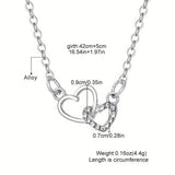 Women's Dual Heart Pendant with Chain Micro Plating