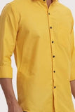 Men's Solid Satin Stylish Casual Shirt Yellow
