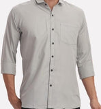 Men's Solid Satin Stylish Casual Shirt Grey