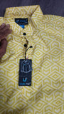 Men's Printed Spread Collar Casual Shirt Yellow