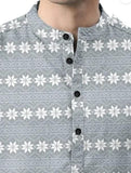 Men's Printed Spread Collar Casual Shirt Grey & White