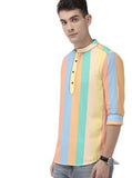 Men's Color Block Spread Collar Casual Shirt